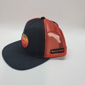 World Industries Flame Boy Trucker Hat Black Orange Snapback Skate  WI-HT14277AQ